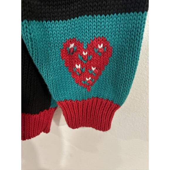 Vintage Yarnworks Tacky Christmas Sweater Hearts Jingle Bell Buttons Size Large - Picture 10 of 10